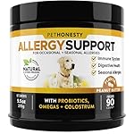 PetHonesty Dog Allergy Relief Immunity Chews – Omega-3 Salmon Fish Oil Supplement, Probiotics for Dogs, Seasonal Allergies, Skin + Coat Health, Intermittent Itchiness (Peanut Butter)