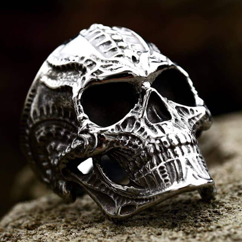 Image of Death Skull Ring for Men Stainless Steel Jewelry Biker Rings Scary Death Ring Skull for Gifts