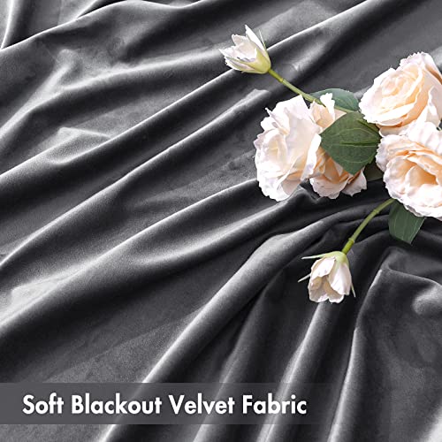 Image of MIULEE Grey Blackout Velvet Curtains Drapes 84 Inch Long 52 inchx84 inch Bedroom
