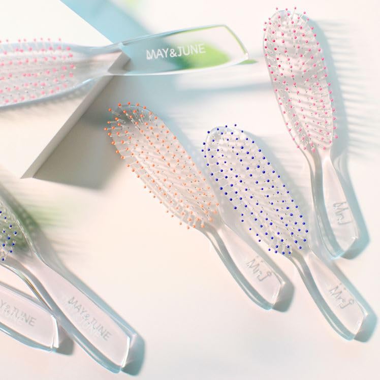 Miniatura 4 de MAY&JUNE Cepillo de masaje de cuero cabelludo de cristal, cepillo de ventilación pequeño, cepillo profesional para el cabello, paquete de 1