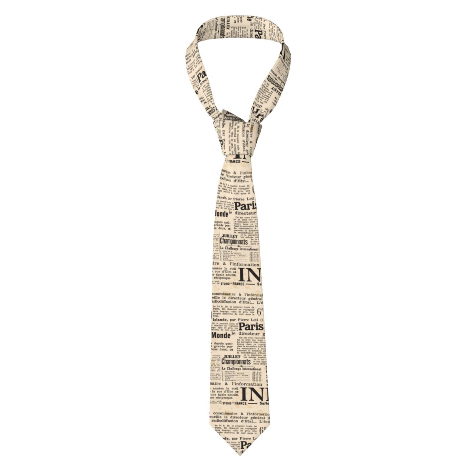 IFHSIGoe Paris Newspaper - Corbata de cuello para hombre, para fiesta, boda, negocios, formal, gran regalo para hombres, Como se muestra en la imagen, Taille unique
