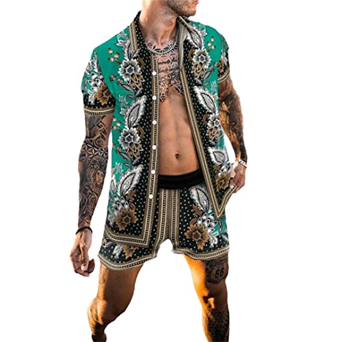 Chemise hawaïenne et short homme ensemble décontracté été L