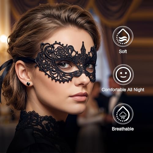 Image of Exlinonline Lace Masquerade Mask Elastic,Fit for Adult,Soft Gentle Material,Specially For Costume,Thememed Party