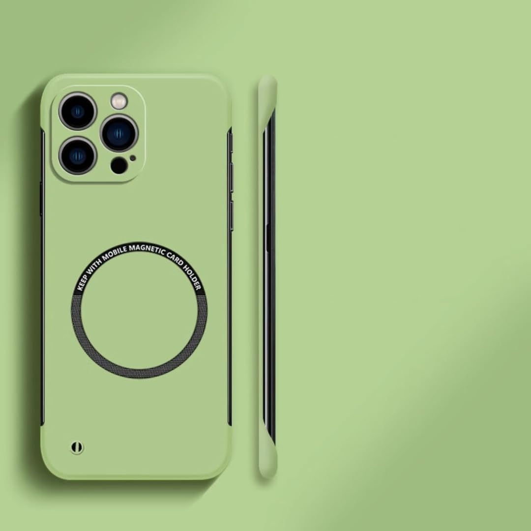 Custodia magnetica ultra sottile e rigida senza cornice per iPhone 17 16 15 14 Pro Max 13 12 Mini 11 Pro Max (per iPhone 14 Pro/Verde chiaro)