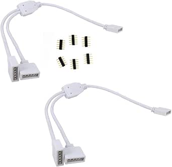 2pcs/pack white 5pin LED splitter cable Y splitter cable LED strip ...