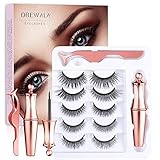 Magnetic Eyelashes with Eyeliner Kit, 5 Pairs 3D False Lashes Natural Look with Tweezer, Waterproof, Easy to Apply,Reusable, Long Lasting and No Glue Needed Fake Eyelashes Pack