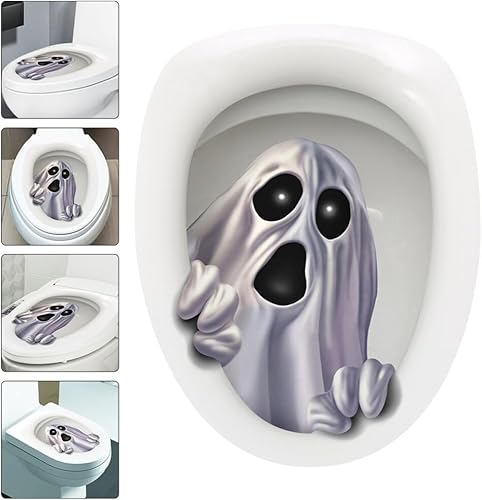 Miniatura 9 de STOBOK 1 hoja de decoración de Halloween, póster de decoración del hogar de Halloween, calcomanía de decoración de inodoro de casa encantada,