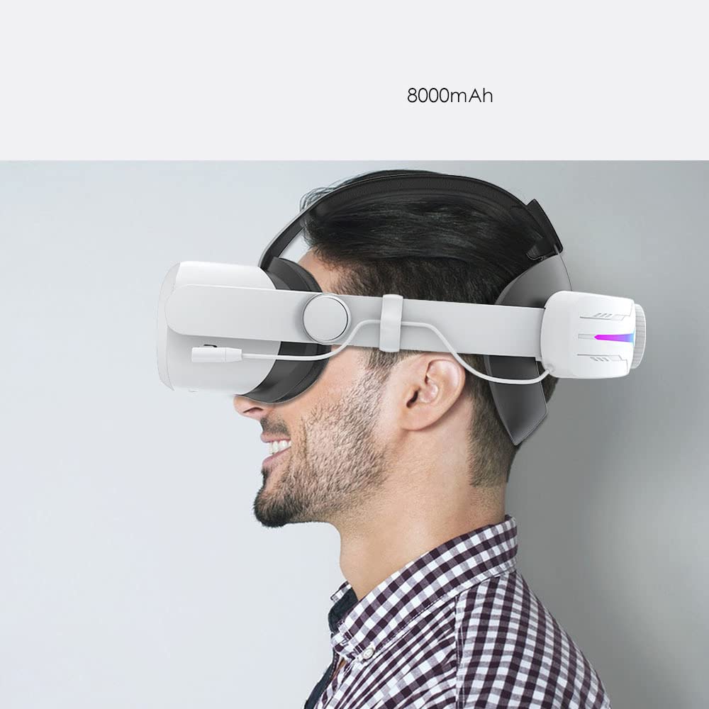 Para Oculus Quest 2 8000 Fuente Portátil mAh Auricular Accesorio Ajustable Auriculares Ajustable Almohadilla Cabeza Correa Reemplazo Diadema Correa de Cabeza Desgaste del cabezal de carga Oculus Quest