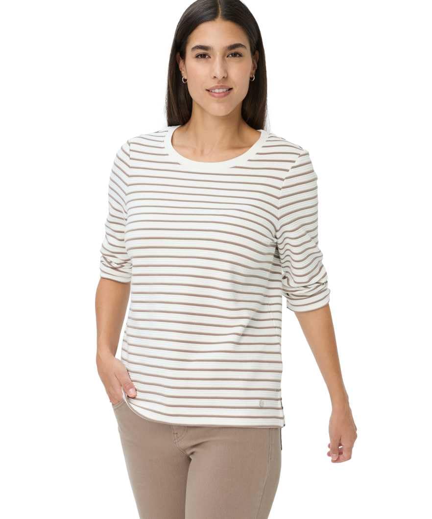 Brax Damen Style Colletta Interlock Light Striped Langarmshirt