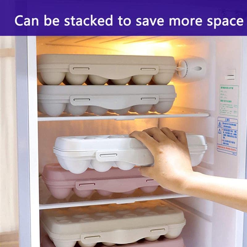 TGOPIT Plastic Egg Holder for Refrigerator, Stackable Egg Storage Tray With Lid, Plastic Egg Box Carrier 1 Pack, BPA-Free Egg Storage Container for 18 Eggs(Cream) 1