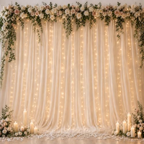 Ledido Fondo de Tul Champagne 10x10ft con Luces LED miniatura 1