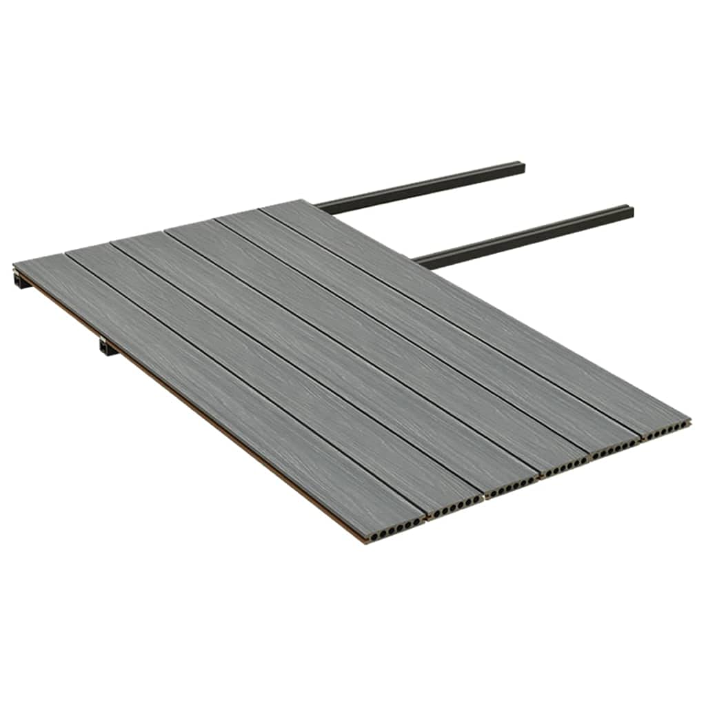 Lot de lames de terrasse WPC marron et gris avec accessoires 15 m² 4000 x 140 x 23 mm Matériau composite bois-plastique durable pour balcon, terrasse et piscine