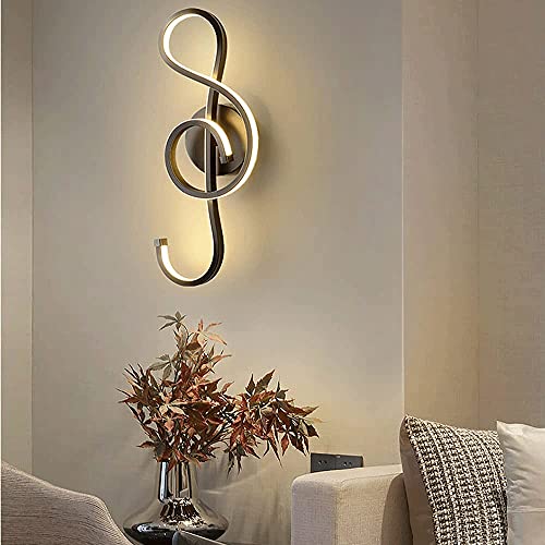 Lámpara de pared musical LED negra moderna para dormitorio 3