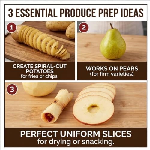 Image of Apple Peeler and Corer by Cucina Pro - Long Lasting Chrome Cast Iron with Countertop Suction Cup, White | Countertop Hand Crank for Fruits, Potatoes or Veggies, Picking Season- Pie, Treat Dessert Baking, Must Have Fall Kitchen Tool