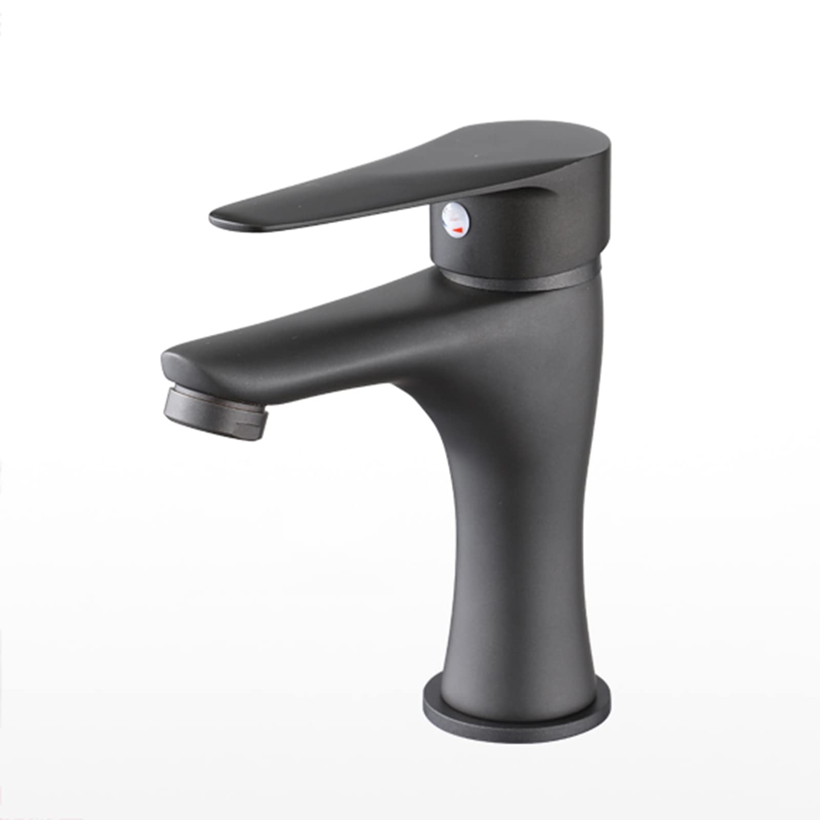 Robinet de salle de bain noir en laiton monotrou pour eau chaude et froide