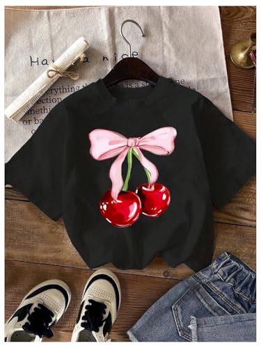 Girl's 3 Packs Star Butterfly Graphic Tees Crew Neck Short Sleeve T Shirt Casual Tops3