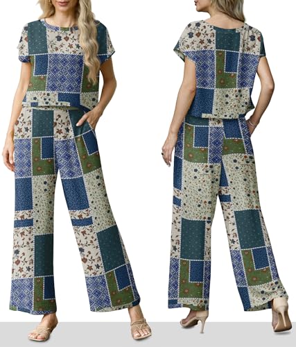 Lepunuo Two Piece Sets for Women Summer Flowy Wide Leg Pants Sets — view 5