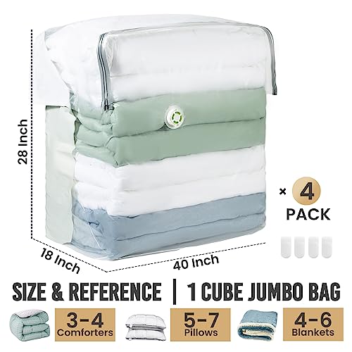 Image of TAILI Vacuum Storage Bags 4 Pack, Extra Large Cube (40x28x18x18 Inch),Cream