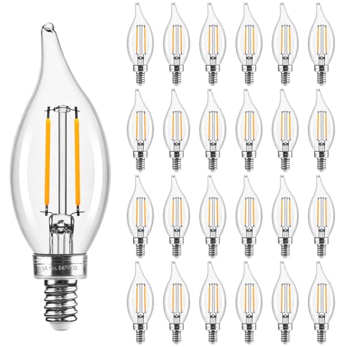 Hizashi E12 Candelabra Bulb 60 watt Equivalent, 2700K Soft Warm White, LED Chandelier Light Bulbs, E12 LED Bulb Dimmable, 90+ CRI 6W 550LM, CA11 Flame Tip, UL Listed, 6 Pack 60w 2700k 6 Coun