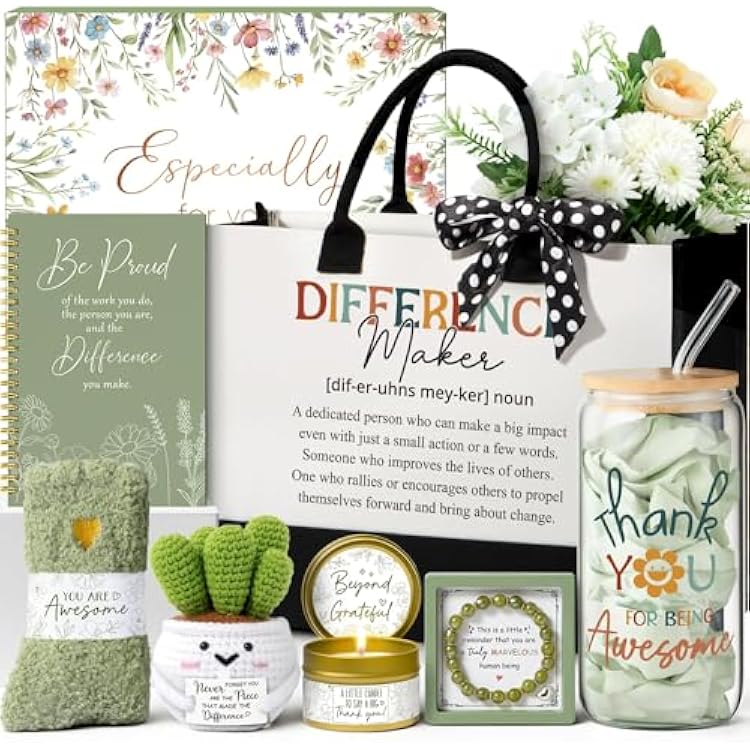 Thank You Gifts for Women, Administrative Professional Day Gifts, Employee Appreciation Office Gift for Coworkers Farewell Thank You Gift Basket for Boss Teacher Nurse Employees w/ Canvas Tote Bag