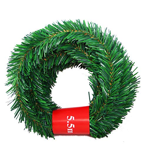 ben-gi Árbol de Navidad de 5,5 m de Pino de Navidad Garland Decorativo Verde de la Guirnalda Artificial Rattan Decoración Banner