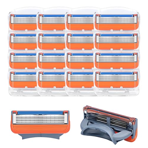EIOURVY Cuchillas de Afeitar,16 Cuchillas De Recambio Para Maquinillas De Afeitar,Compatibles Fusion-5,Hojas de Afeitar,cuchilla de afeitar hombre,Compatibles con Maquinillas de Afeitar Húmedas(E-A)