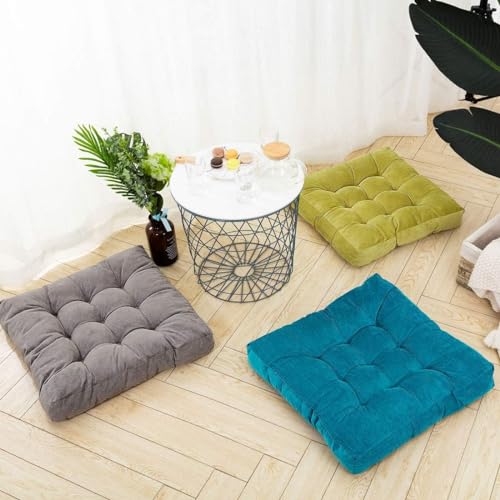 Image of Floor Pillow, Square Meditation Pillow for Seating on Floor Solid Thick Tufted Seat Cushion Meditation Cushion for Yoga Living Room Sofa Balcony Outdoor