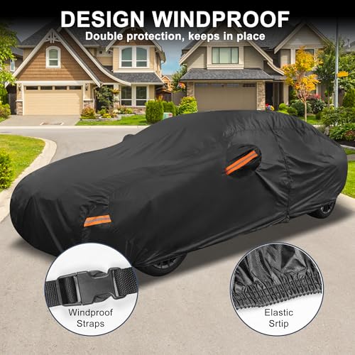 Image of X AUTOHAUX Car Cover for BMW 3 Series 2013-2025 Aluminum Film Outdoor Waterproof Sun Rain Snow Hail Protection with Driver Door Zipper