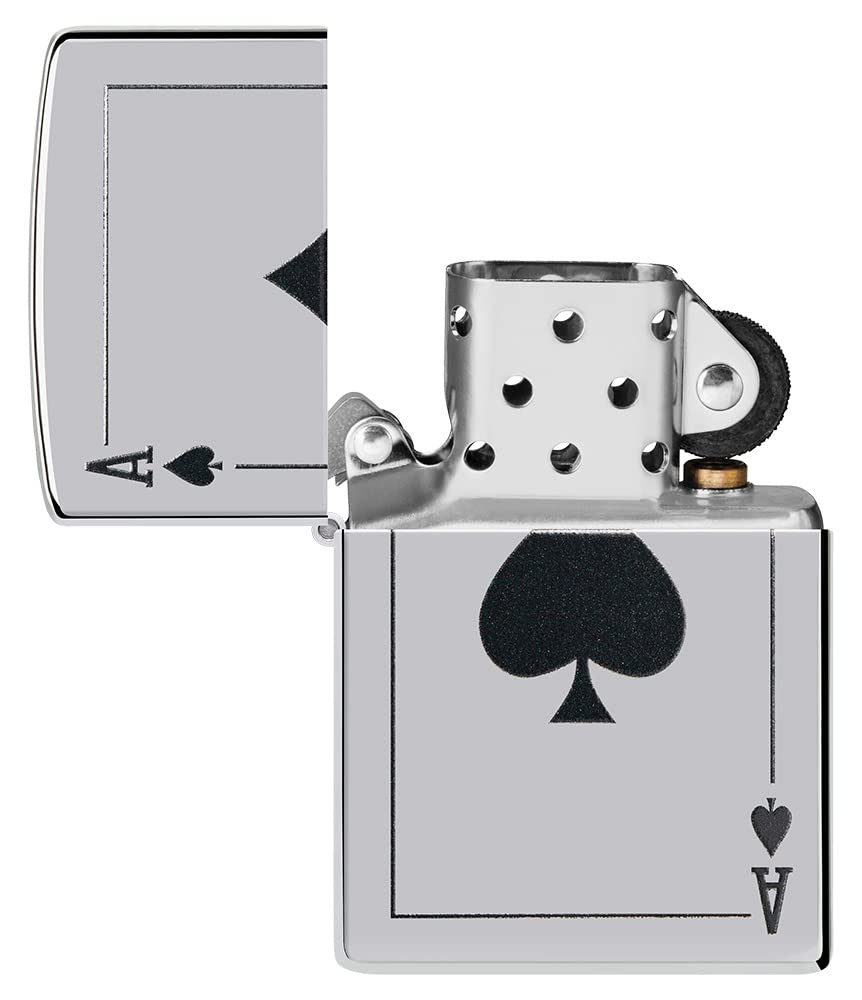 Zippo Sturmfeuerzeug - Modell Ace of Spade - High Polish Chrome Finish mit Color Image - Nachfüllbar - Wiederverwendbar - Windfestes Design - Made in USA