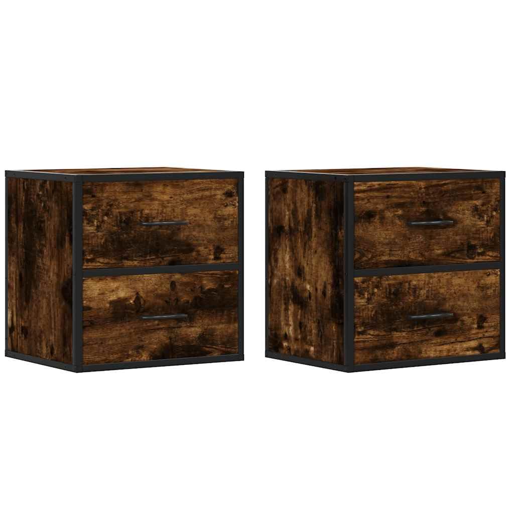 Wandmontierter Nachttisch aus Holzwerkstoff mit Metallgestell, Stauraum für Bücher und Accessoires, platzsparende Wandregal Lösung für Ordnung im Schlafzimmer