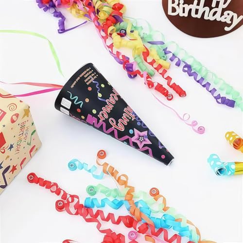 Image of Wanna Party Birthday Poppers Pull Streamers No Mess Party Poppers Ice Cream Streamers Easy to Clean Handheld Streamers, Ideal for Birthday and Events