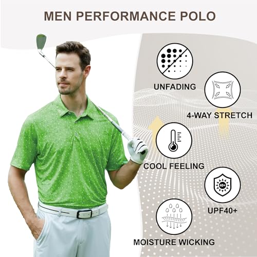 Image of Damipow Premium Golf Shirts for Men Dry Fit Performance Polo Short Sleeve Collared Shirt