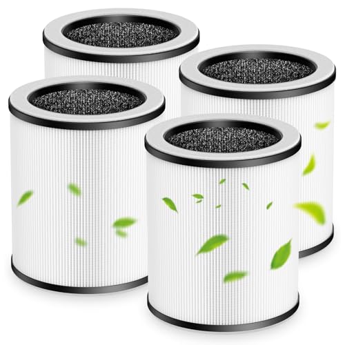 4 Pack P60 Replacement Filter Only Compatible with TPLMB/YARIKI P60 Air Purifier and Vhoiu KJ50 Air Purifier, H13 True HEPA Filter, 3-in-1 Nylon Pre-Filter, HEPA Filter and High-Efficiency Carbon