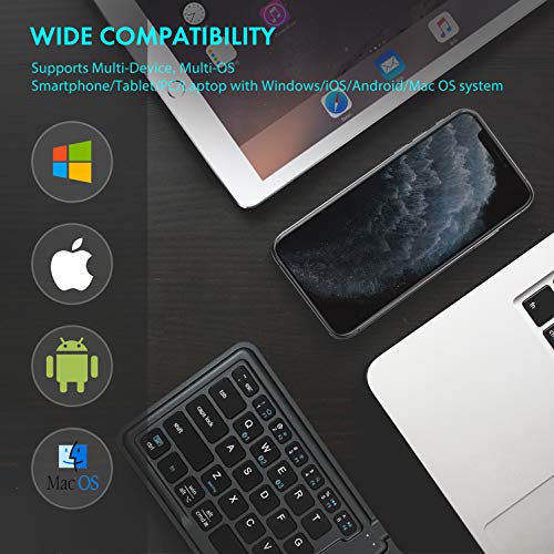 Samsers Multi-Device Bluetooth Keyboard Portable Rechargeable Wireless Keyboard With Stand Holder, Ultra Slim Ergonomic Folding Keyboard Bt 5.1 For Os Ios Android Windows Cellphone Tablet Laptop Mac #TOP2
