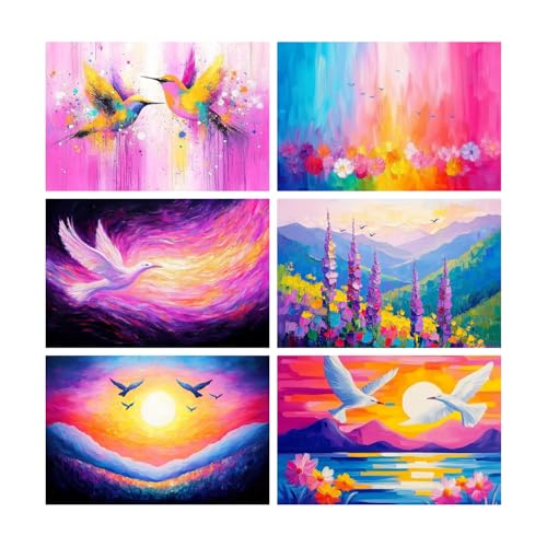 Image of SiddArtify Colorful Bird Wall Art Prints Set - Abstract Animal Poster Decor for Living Room Bedroom Office - Set of 2-4x6 Inch - Board (Pack of 6) - Sticker (Pack of 6)