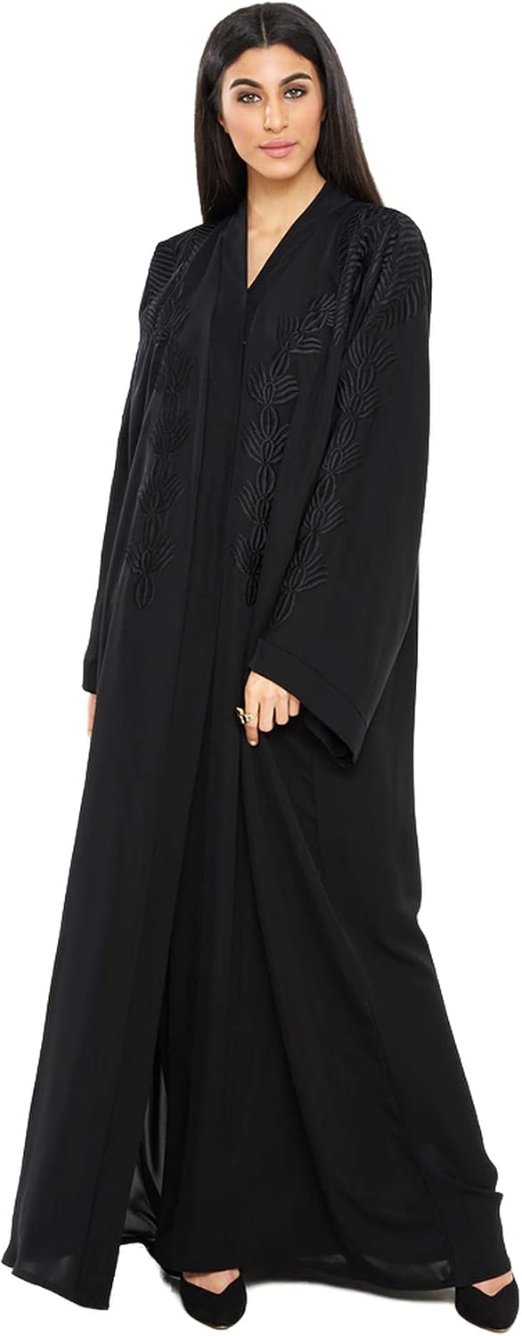Nukhbaa Womens Abaya Made With Fine Fabric, Comes With Matching Hijab SB199A