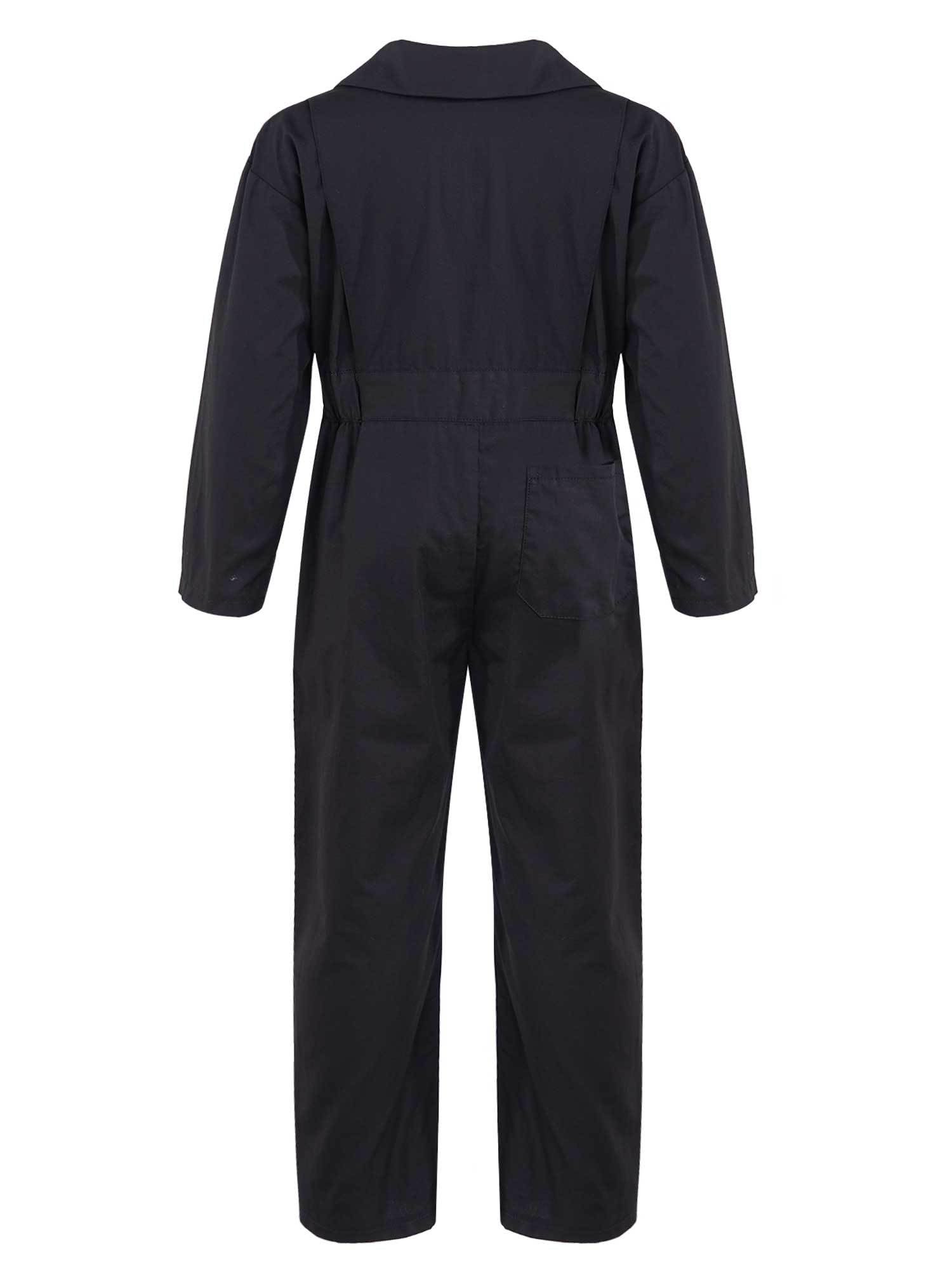 inlzdz Enfant Garçons Salopettes Combinaison de Travail Fermeture Éclair Zippé Cosplay Costume Pilote de Chasse Boutonné Bodysuit 6-16 Ans