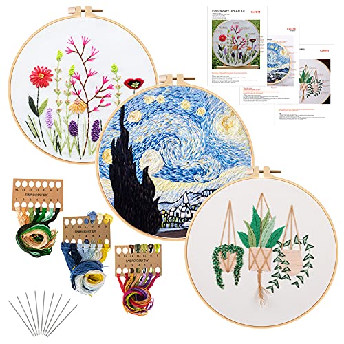 Opiniones y reviews de Bordado Top 10. 45 HomeChi Kit de Bordado, Kit de Punto de Cruz para Principiantes de 3 Piezas con Patrones Impresos e Instrucciones, Kit de Inicio de Bordado, Serie de Paisajes, Hilo de Colores,...