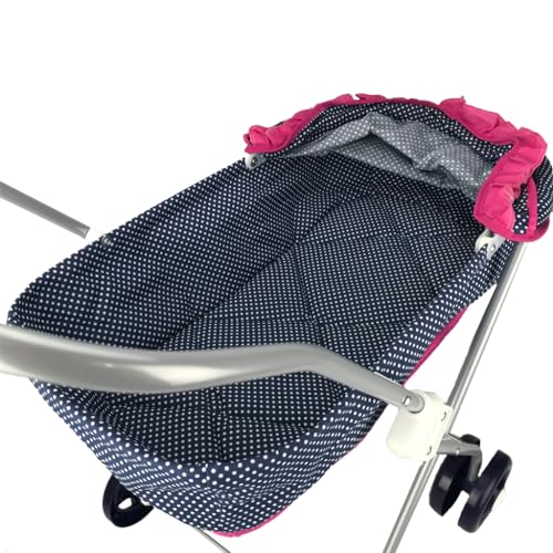 Carrinho De Boneca Berço Azul M&P Dobrável Grande Com Armação de Metal