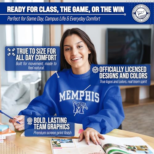 Image of NCAA College Sweatshirt Fleece Crewneck Pullover for Men and Women | Officially licensed NCAA college gameday crewneck pullover - 9 oz fleece lined sweatshirt with arch and logo design