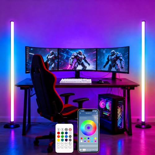 Flupuro 2 Pack ICRGB Corner Floor Lamp App & Remote