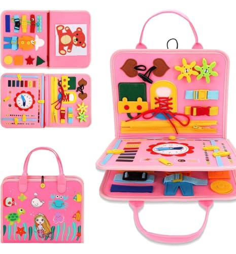 Image of 12 In 1 Toddler Busy Binder educational with fun Book For Toddlers 1-4 Years (Pink)