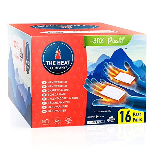 THE HEAT COMPANY Handwarmers – New: 30% Less Plastic – EXTRA WARM For 12 Hours Warm Hands – 10, 16, 32 or 40 Pairs – Air Activated Heat Pads – Pocket Warmer Against Cold Hands