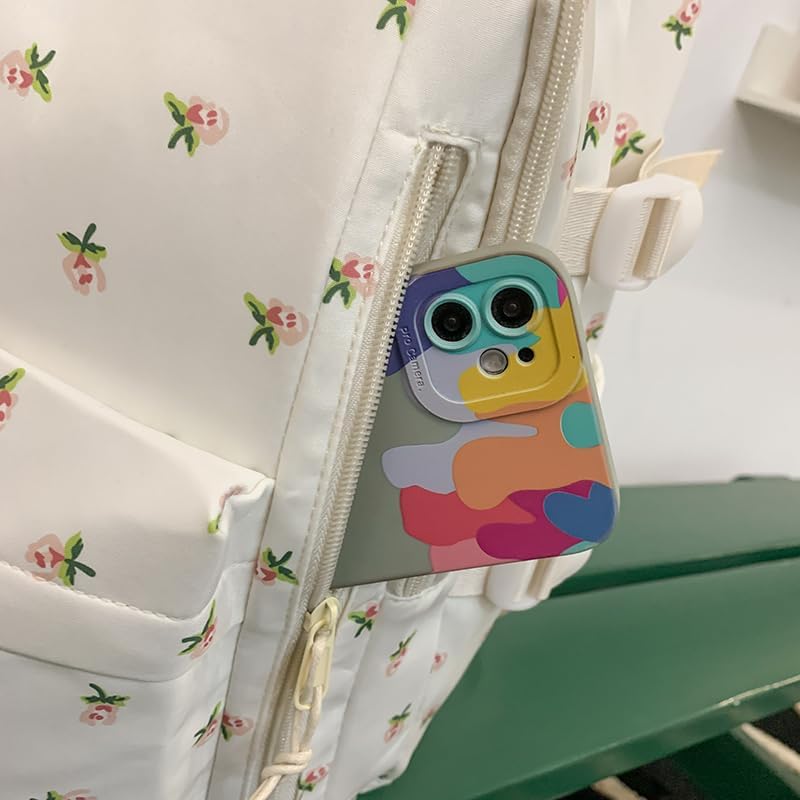 Floral Backpack for Women Coquette Aesthetic Nylon Rucksack Cute Kawaii Backpack With Rose Pattern - Image 6