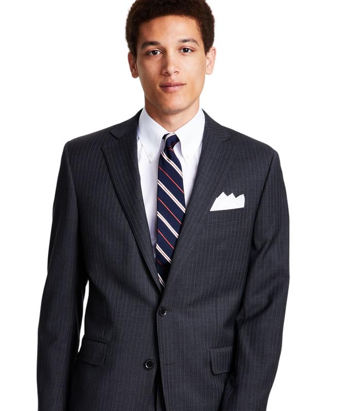 Brooks Brothers Men's Classic-Fit Stretch Suit Jackets (Grey Pinstripe, 40S)3