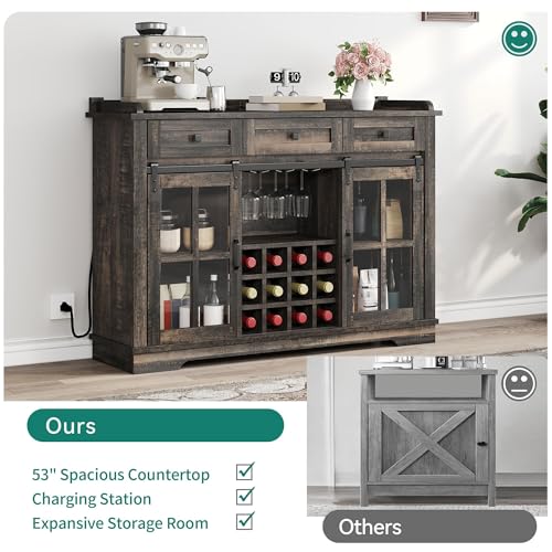 Yitahome53farmhousecoffeebarcabinetkitchensideboardbuffetcabinetstoragewith3drawersstoragecabinetandglassslidingbarndoorforkitchenlivingroomdarkrusticoak Urban Country Home Decor Yitahome 53 farmhouse coffee bar cabinet kitchen sideboard buffet cabinet storage with 3 drawers storage cabinet and glass sliding barn door for kitchen living room dark rustic oak urban country home decor