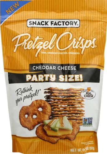 Image of Snack Factory Pretzel Crisps, Cheddar Cheese, Party Size, 14 Oz (Pack of 2)