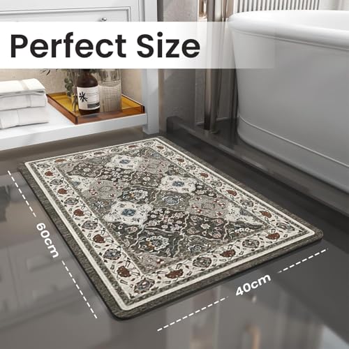Image of MAXOSHINE PVC Bathroom Mats Anti Slip | Water Absorbent Bath Floor Mat | Quick Dry Anti Skid Bathroom Mats for Home | Door Mat for Wet Area 40x60 CM (Persian Grey)