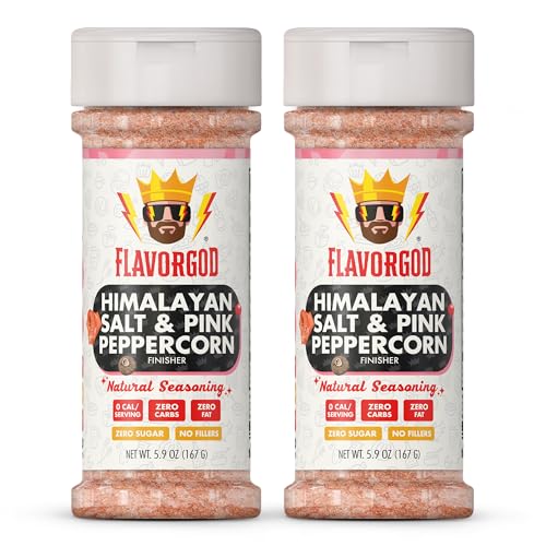 Himalayan Salt & Pink Peppercorn Finisher by Flavor God, Pack of 2 - Premium All Natural & Healthy Spice & Seasoning Blend for Beef & Chicken - Zero Carbs, Great Flavor Spices and Seasoning Gift
