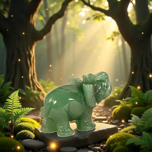 Figura de Elefante Decorativa en Piedra Jade Verde miniatura 3